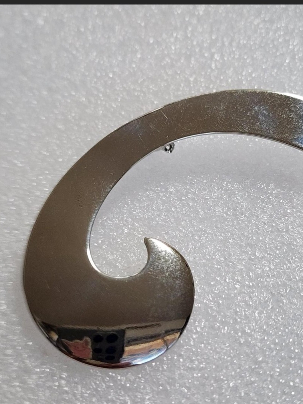 Silver Tone Abstract Swirl Statement Brooch Pin Large Modernist